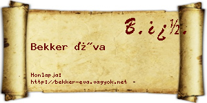Bekker Éva névjegykártya