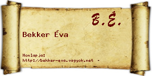 Bekker Éva névjegykártya